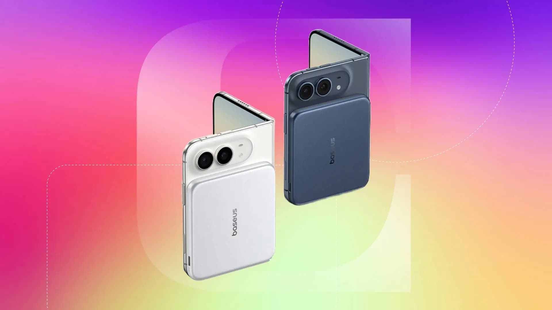 Baseus Picogo Air MagSafe power bank attached to the back of an iPhone Duo