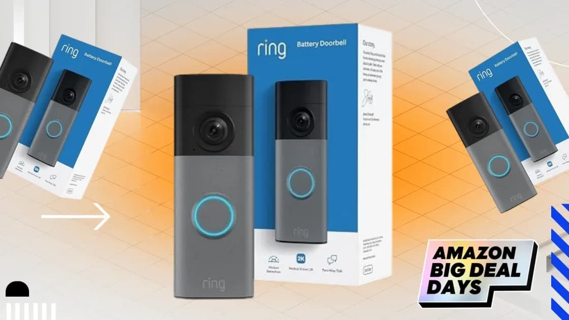 Ring Battery Doorbell mounted on a residential front door frame.