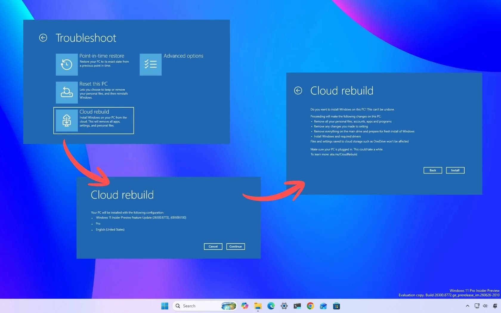 Windows 11 recovery screen on a laptop showing a system reinstall option