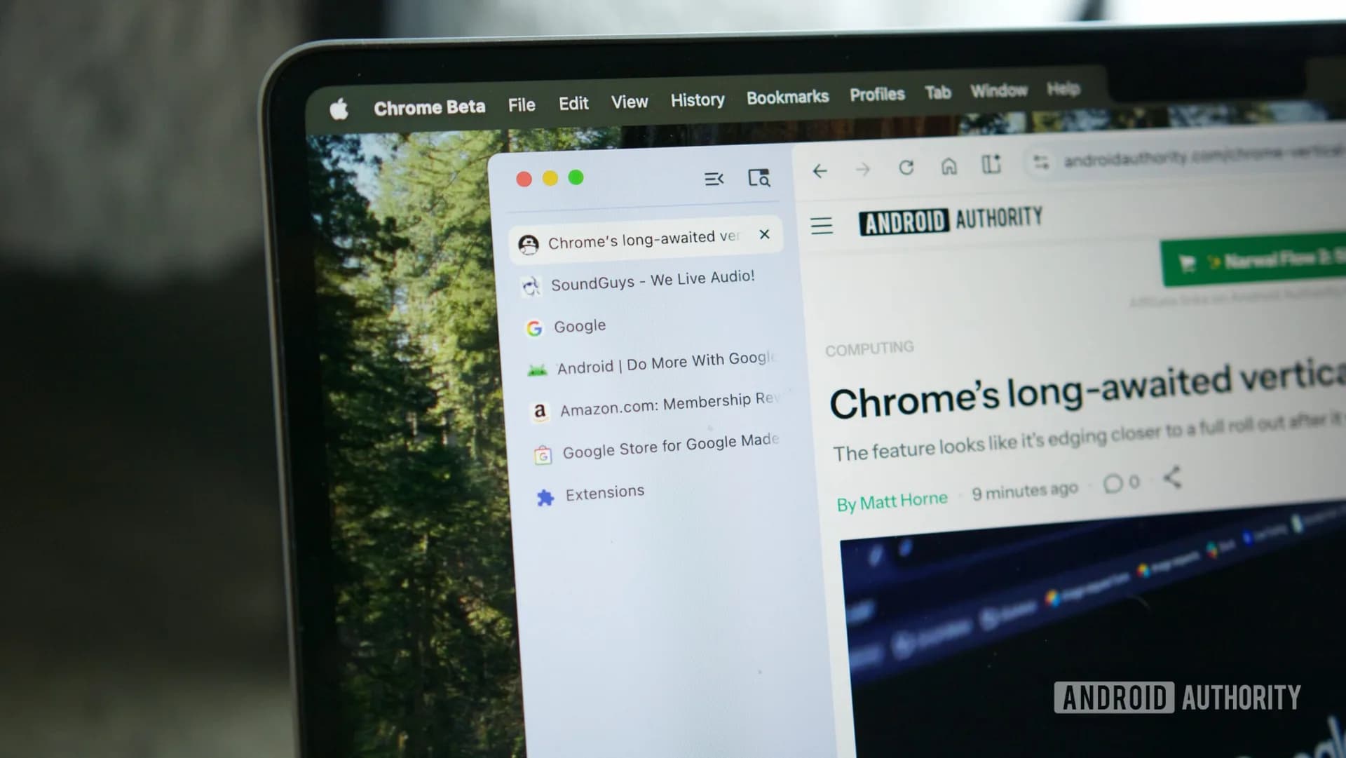 Google Chrome logo displayed on a laptop screen with browser tabs organized into groups
