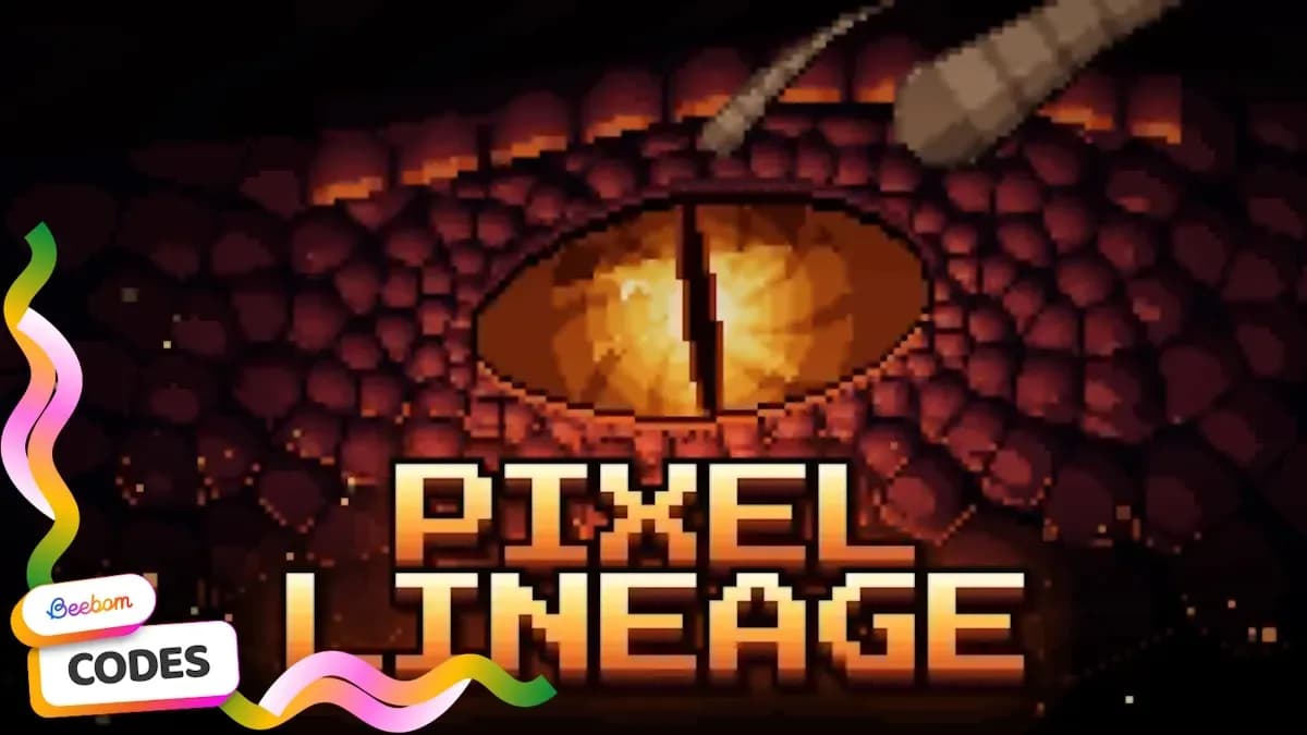Pixel Lineage title artwork featuring Roblox role-playing combat characters.
