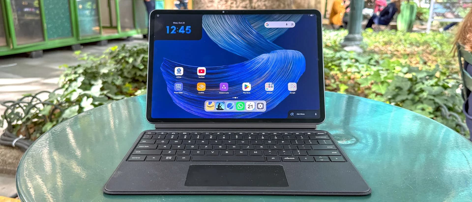 Amazon Alexa Tablet 12 Pro shown in landscape orientation with its 12-inch display visible