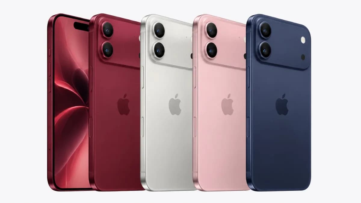 Leaked dummy unit of a burgundy iPhone 18 showing a redesigned rear camera bar with two vertically aligned lenses.