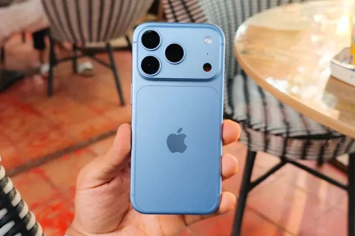 Close-up view of the rear camera island and frame on an iPhone 18 Pro Burgundy smartphone.