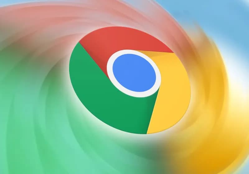 Google Chrome browser logo displayed on a laptop screen with update notification