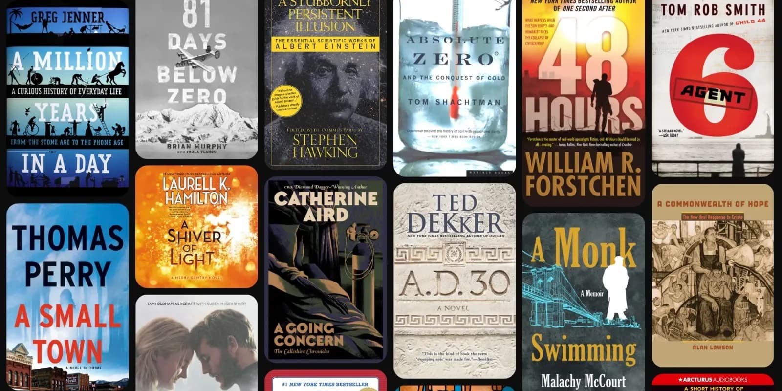Apple Books app icon shown on an iPhone screen surrounded by ebook cover thumbnails