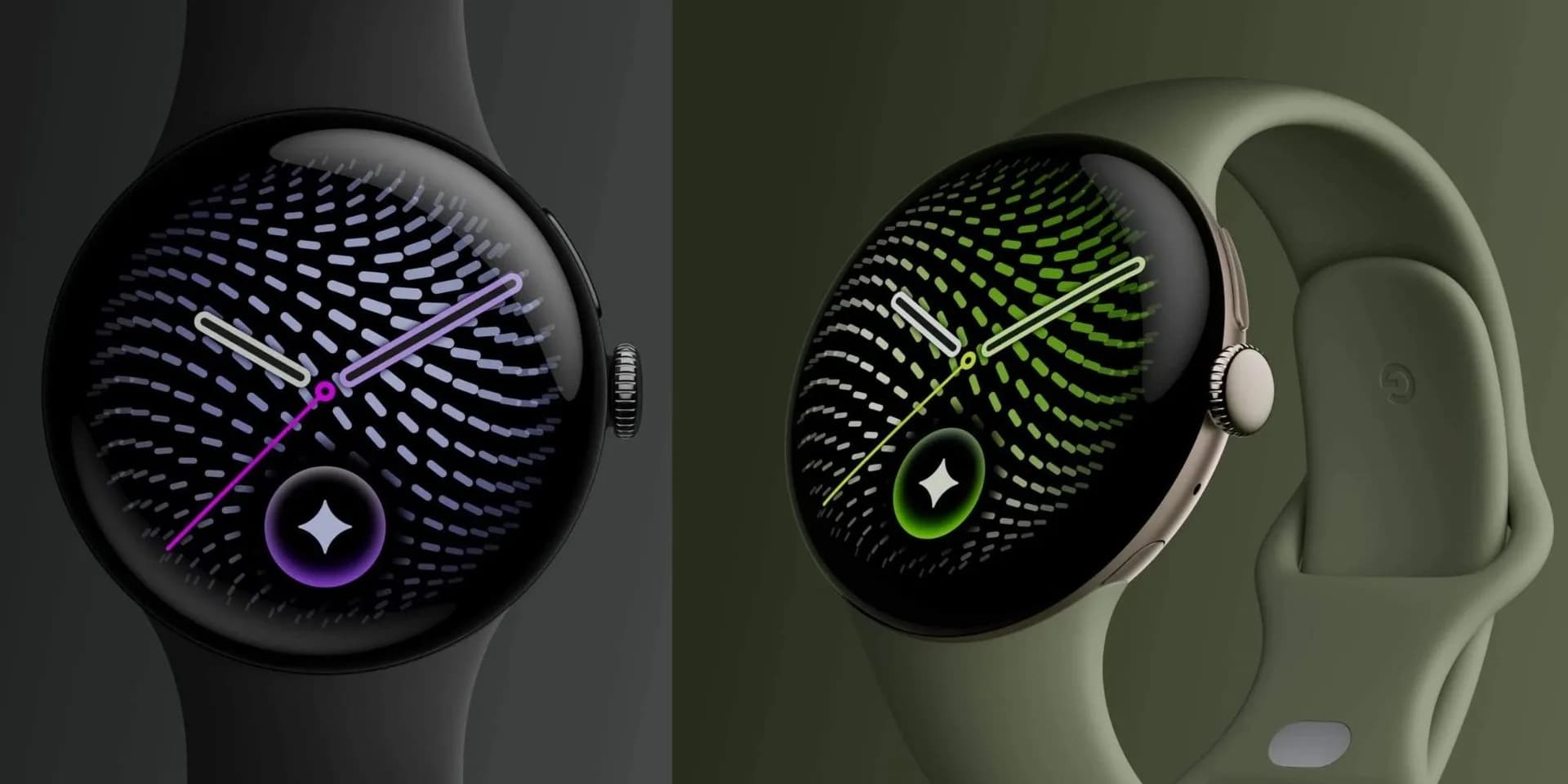 Google Pixel Watch 5 smartwatch with a round silver case and band displayed against a plain background.