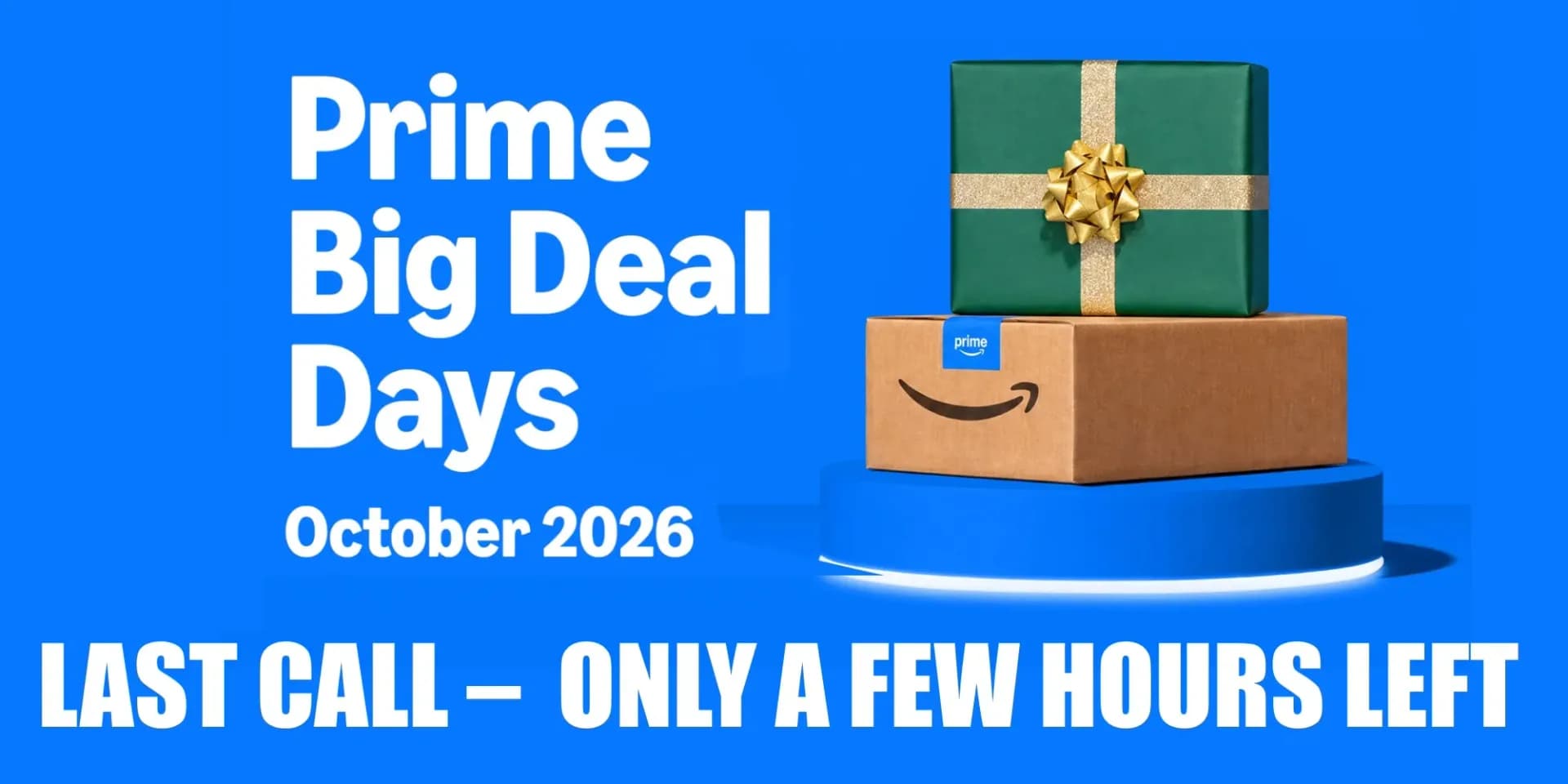 Amazon Prime Day shopping banner on a laptop screen with discount tags