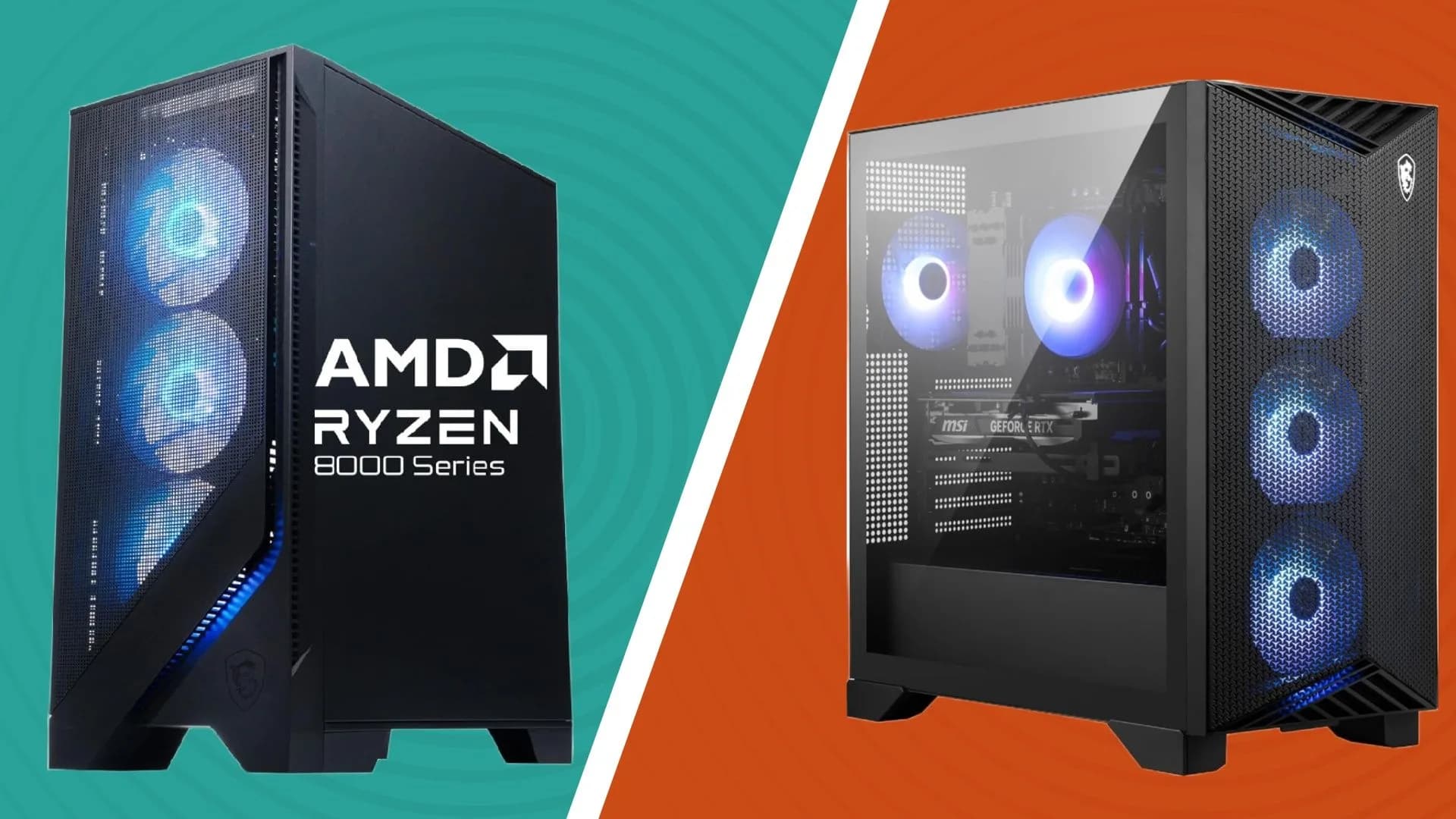 MSI Codex Z2 and Aegis R2 desktop PCs side by side