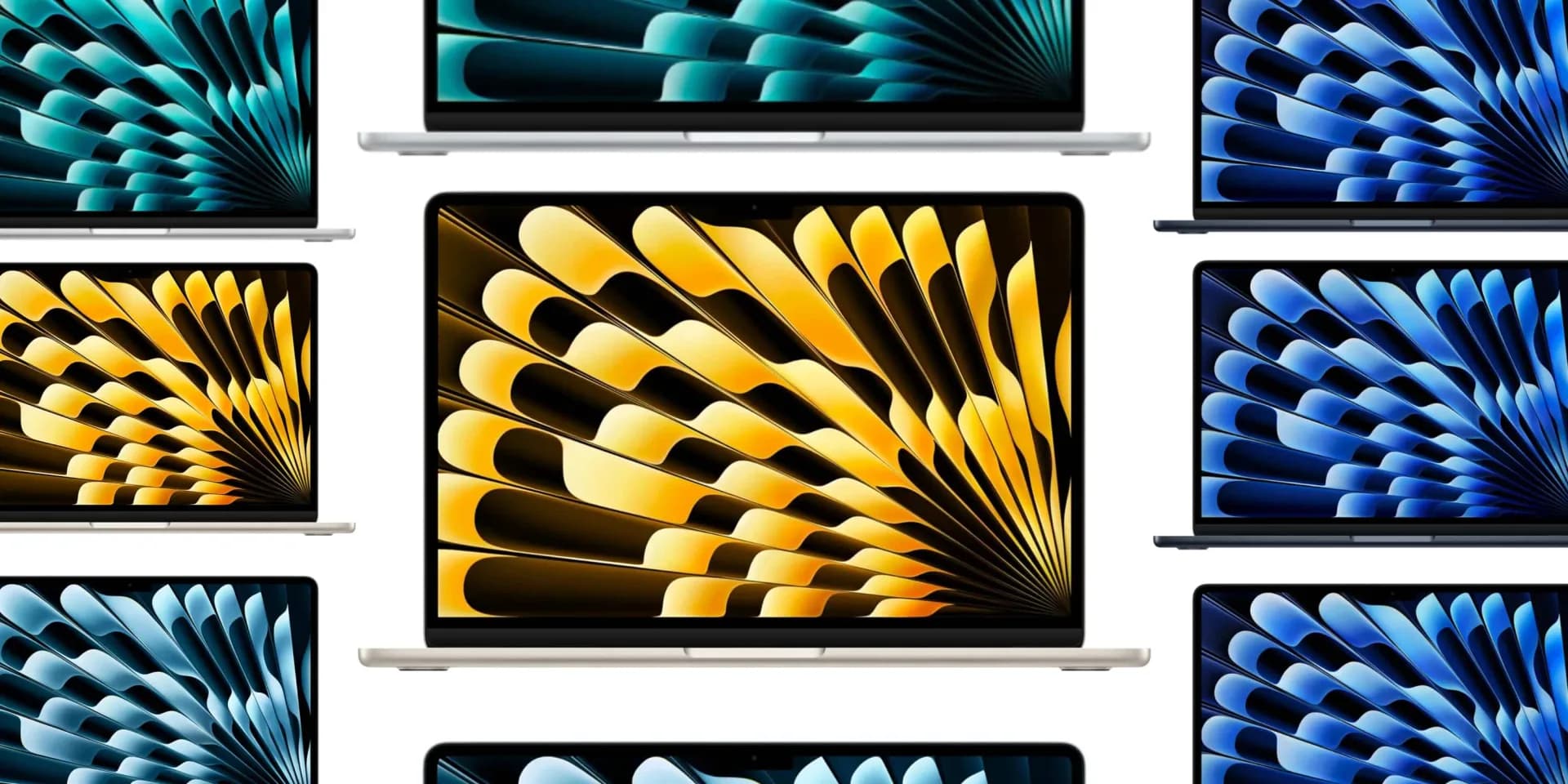 Apple 13-inch M5 MacBook Air shown open in a Midnight color finish