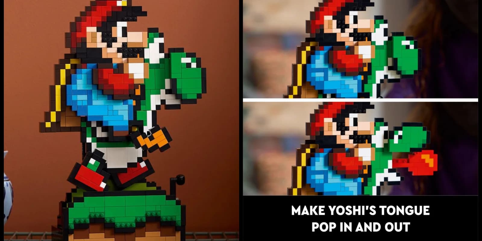 LEGO Super Mario World Mario and Yoshi building set box next to the assembled model