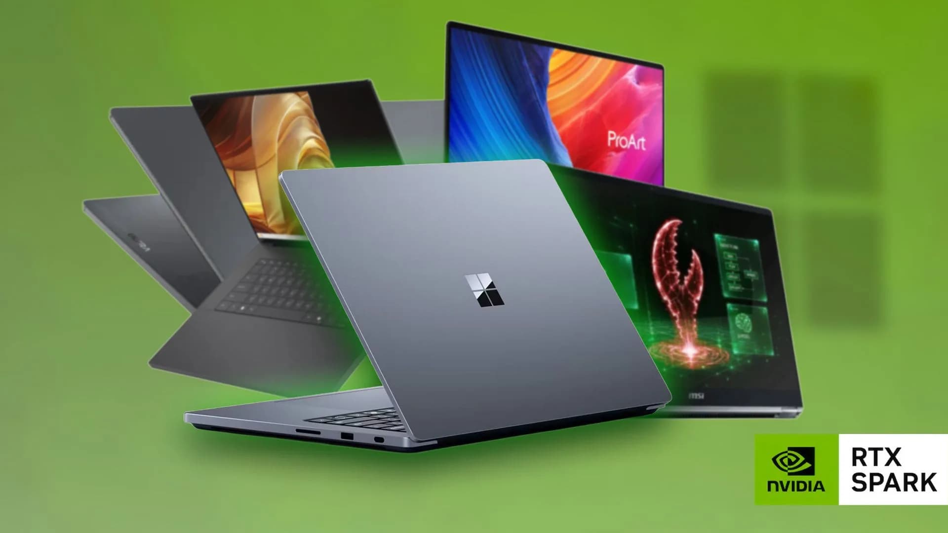 Several premium laptops displayed side by side against a neutral backdrop