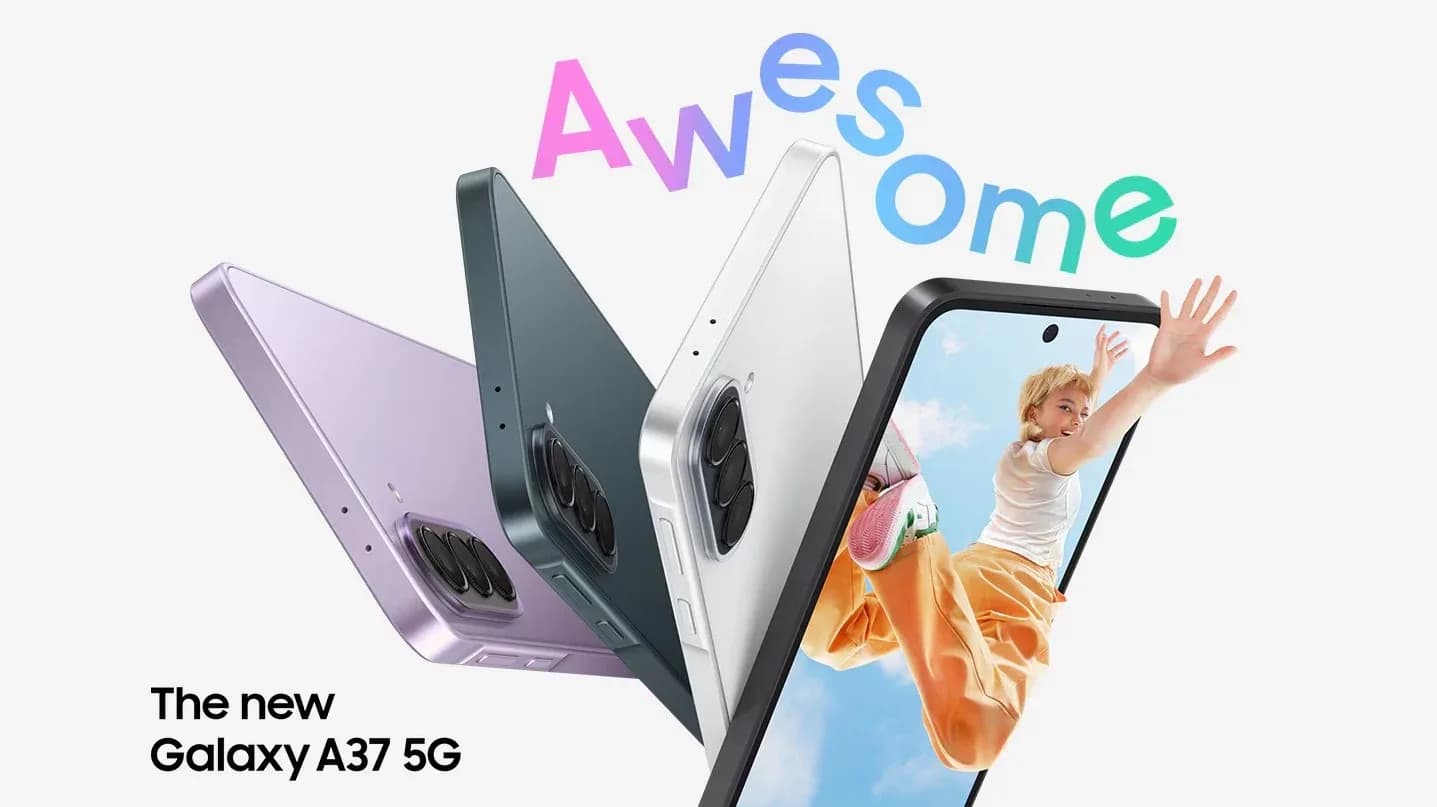 Rear view of a Samsung Galaxy A-series smartphone showing the triple-lens camera module.