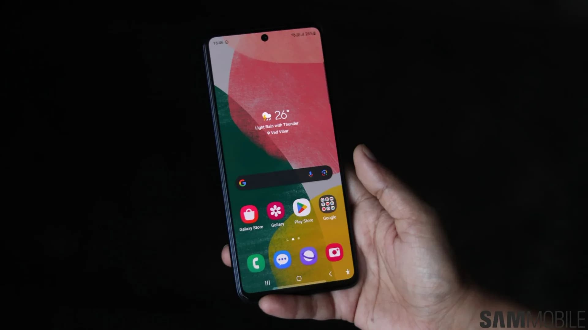 Samsung Galaxy M54 smartphone displaying its home screen
