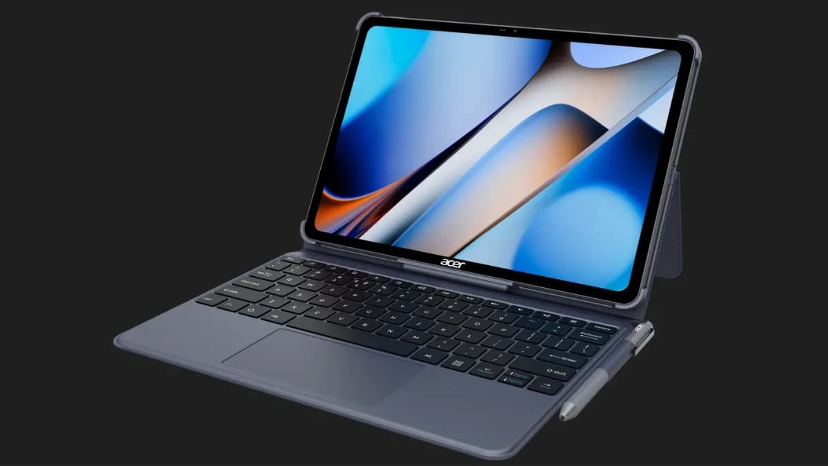 Acer Iconia Tab 11 5G and Iconia Tab 12 5G tablets shown side by side with keyboard and stylus accessories