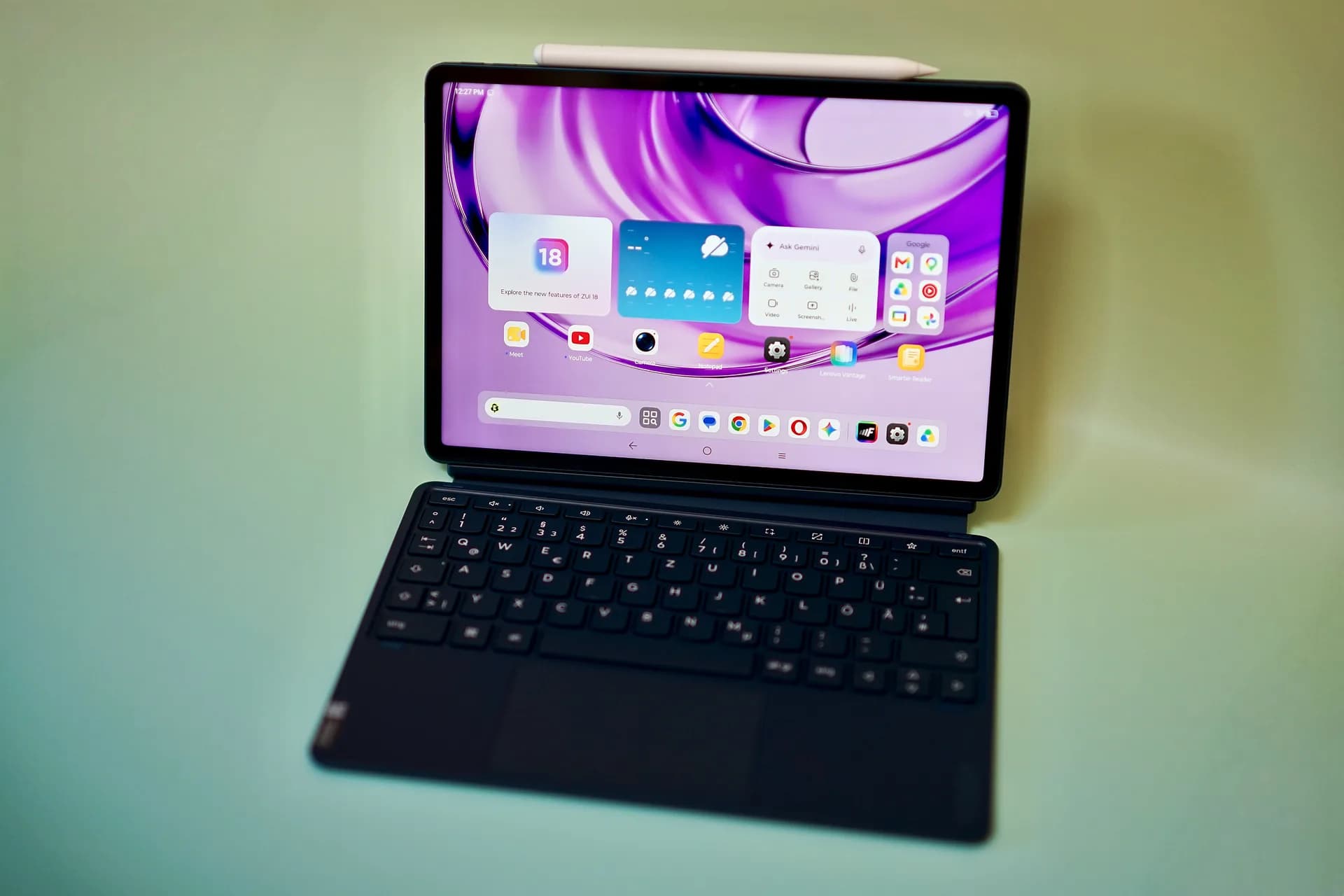 Lenovo Yoga Tab Gen 2 tablet standing upright on a desk display