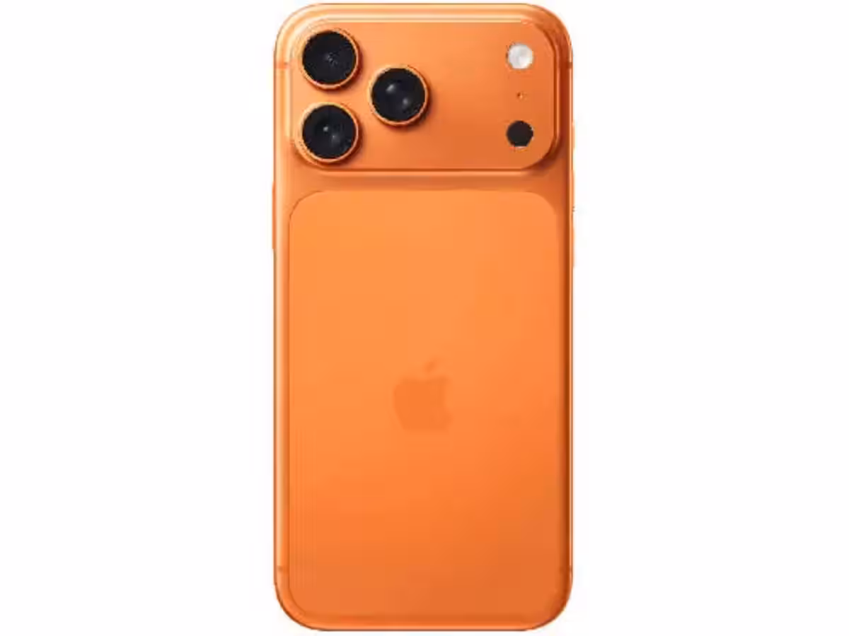 Close-up of Apple iPhone retail packaging on a store shelf in India.