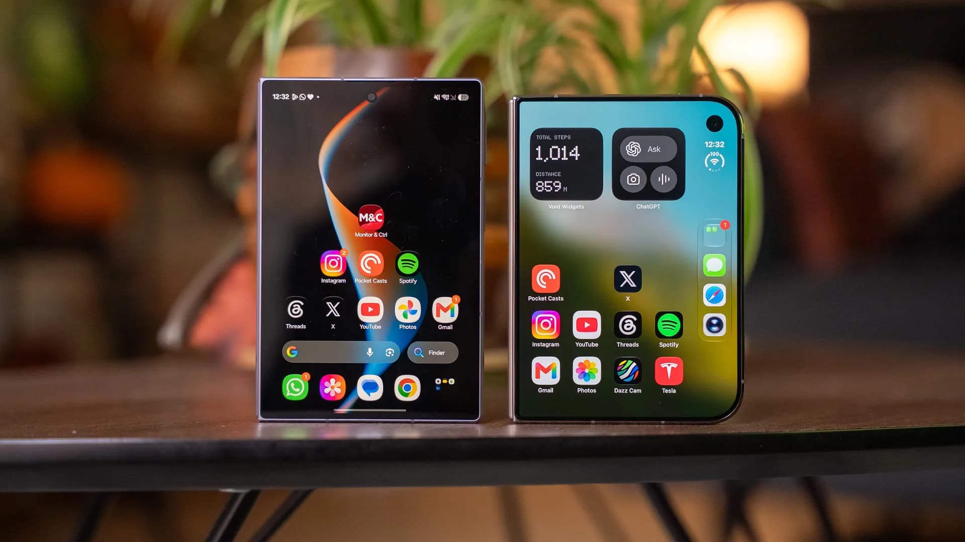 A green apple sliced in half next to a Samsung Galaxy Z Fold 8 foldable phone in a Samsung advertisement