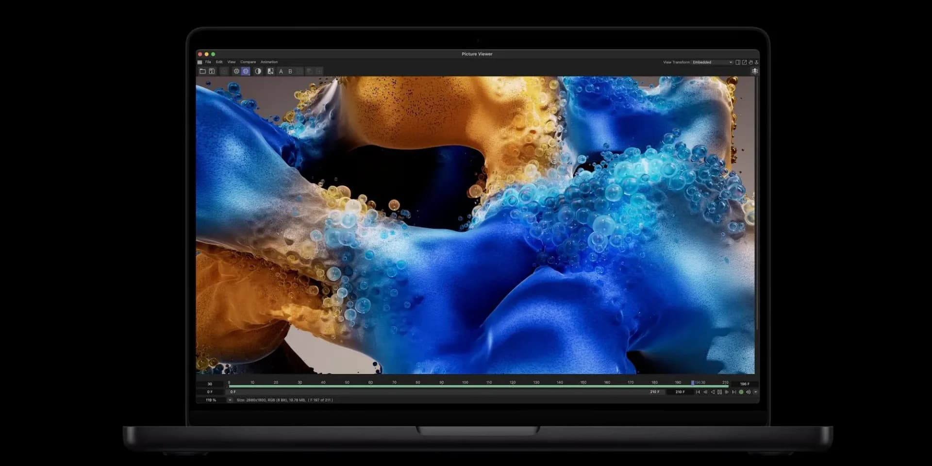 A silver 16-inch MacBook Pro with M5 Max chip shown open on a plain background.