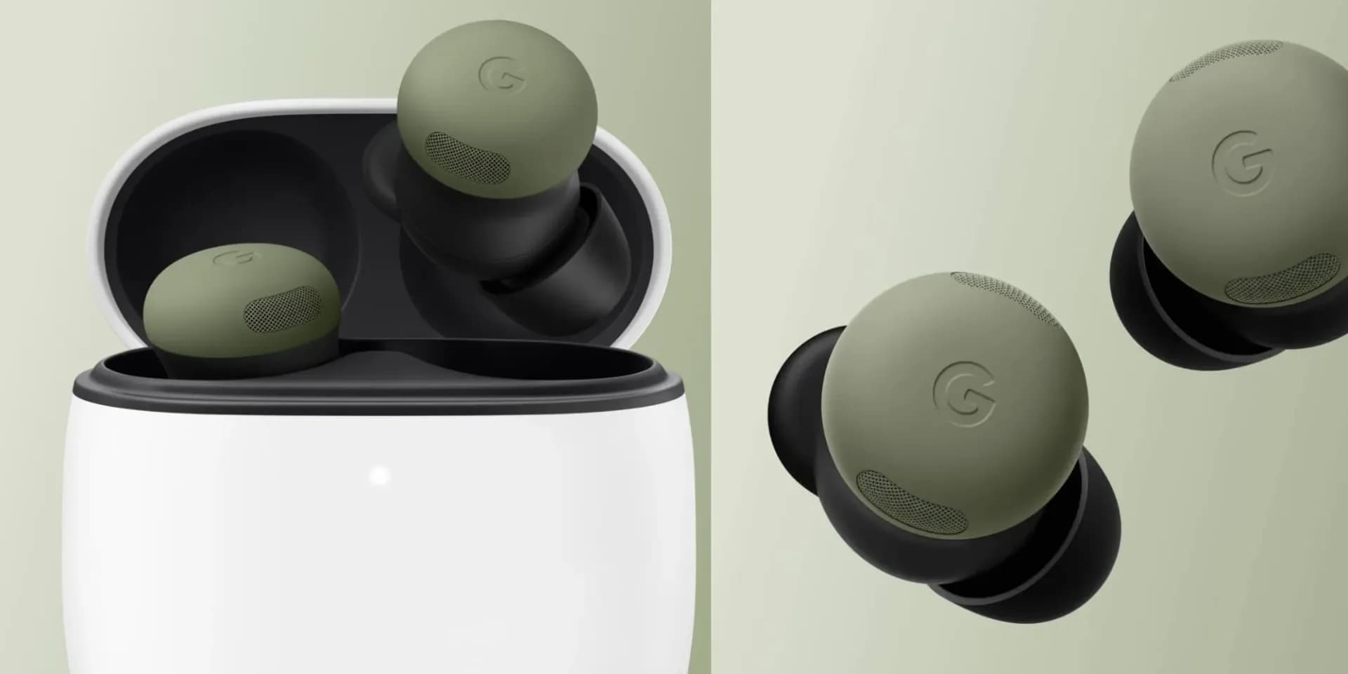 Google Pixel Watch 5 shown alongside Pixel Buds Pro 2 earbuds in their charging case