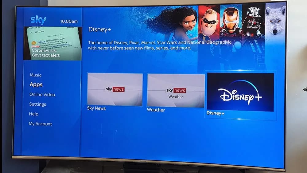 The Disney Plus logo displayed on a smartphone screen against a dark background.