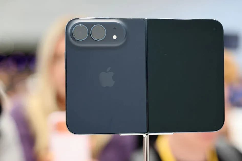 Apple iPhone Duo foldable smartphone displaying high repair costs on screen