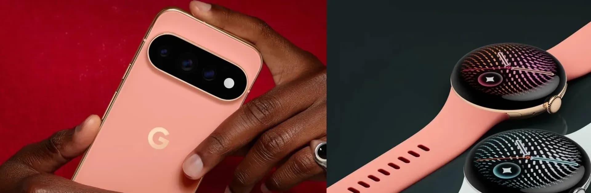 Google Pixel Watch 5 and Pixel 11 smartphone displayed together with a sale price tag graphic