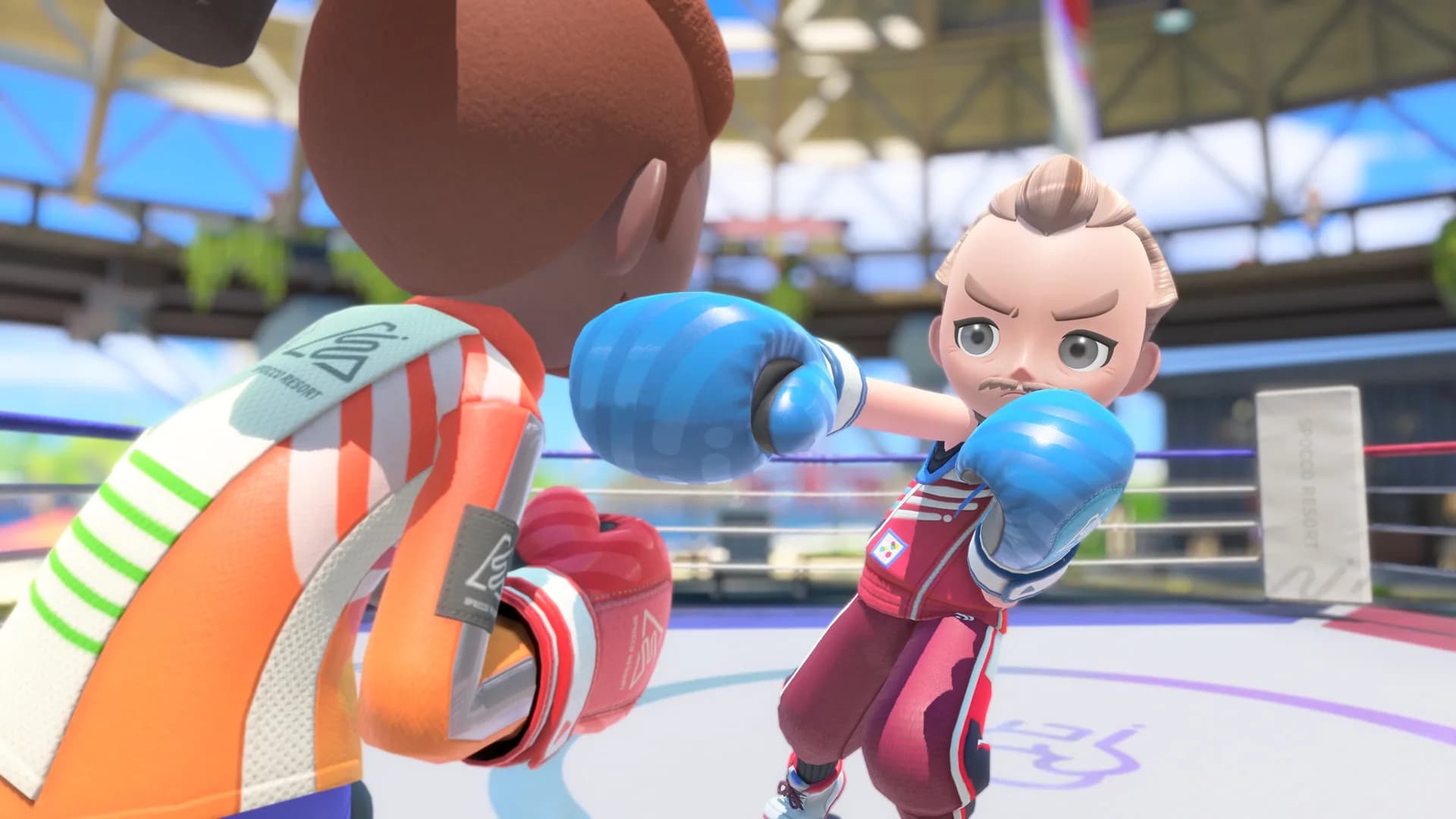 Nintendo Switch Sports Resort gameplay screenshot showing Skateboarding in action on Wuhu Island