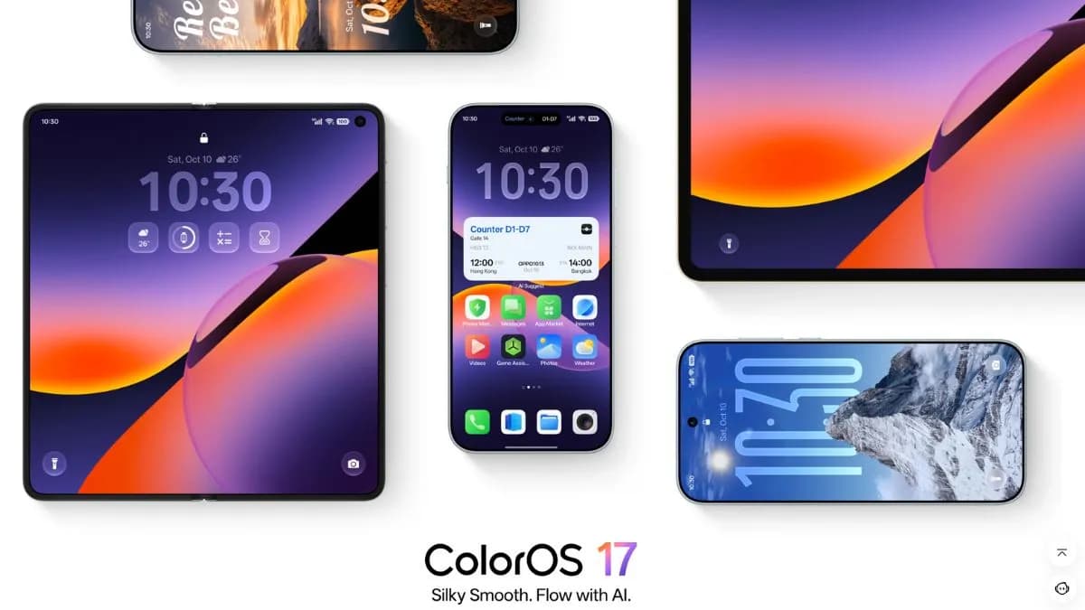 Oppo smartphone displaying the ColorOS interface on screen
