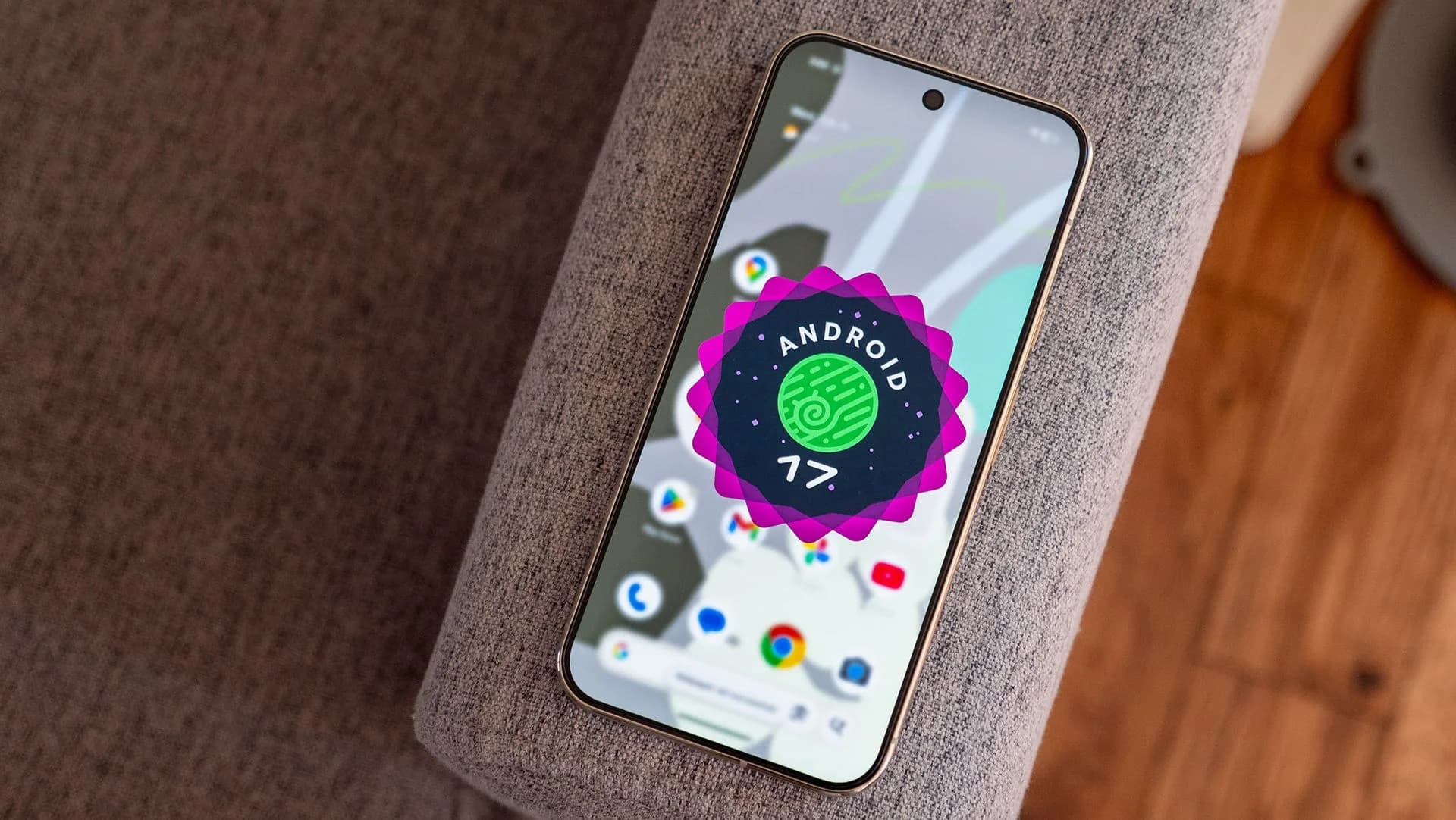 A Google Pixel phone resting on a table displaying settings menus