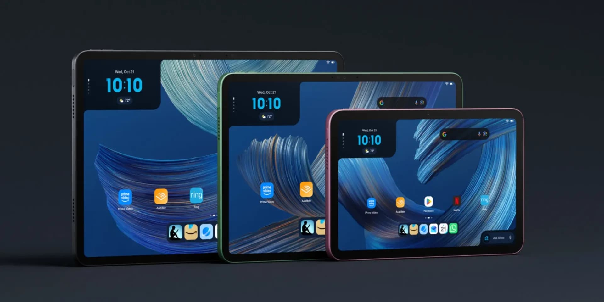 Amazon Alexa Tablet displayed showing the home screen with Google Play Store