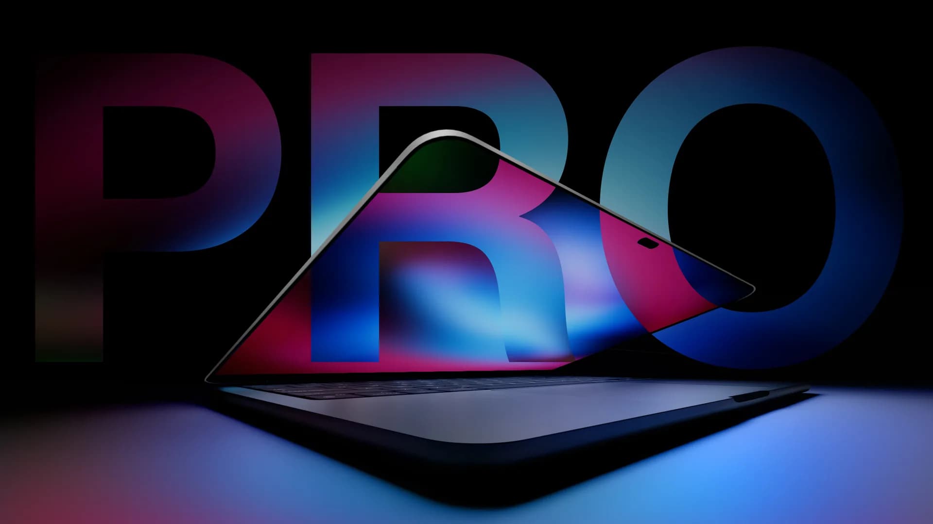 A MacBook Pro laptop shown open with its screen displaying the macOS desktop.