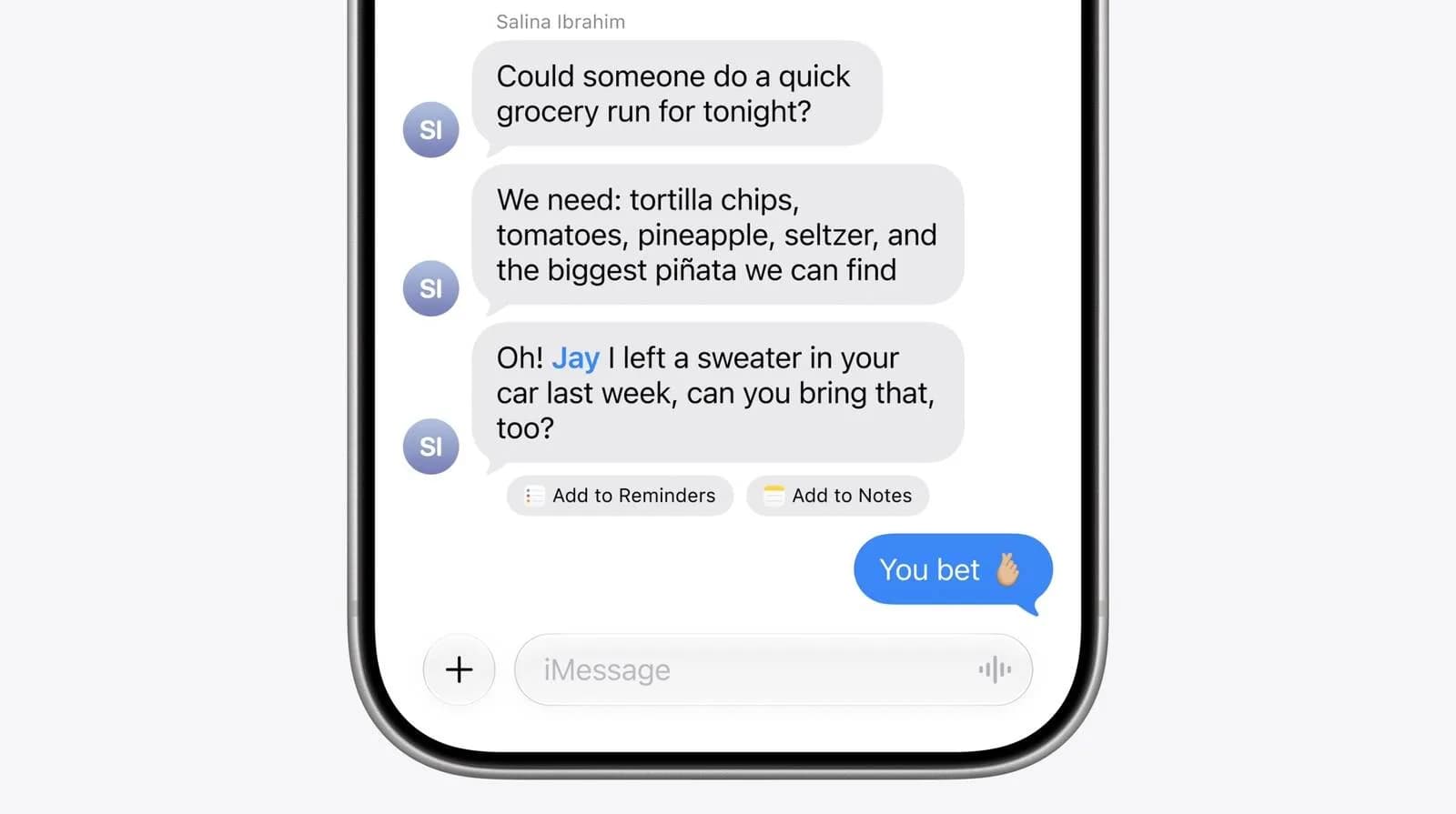 iOS 27.2 beta 3 Messages settings showing individual Suggested Actions toggles