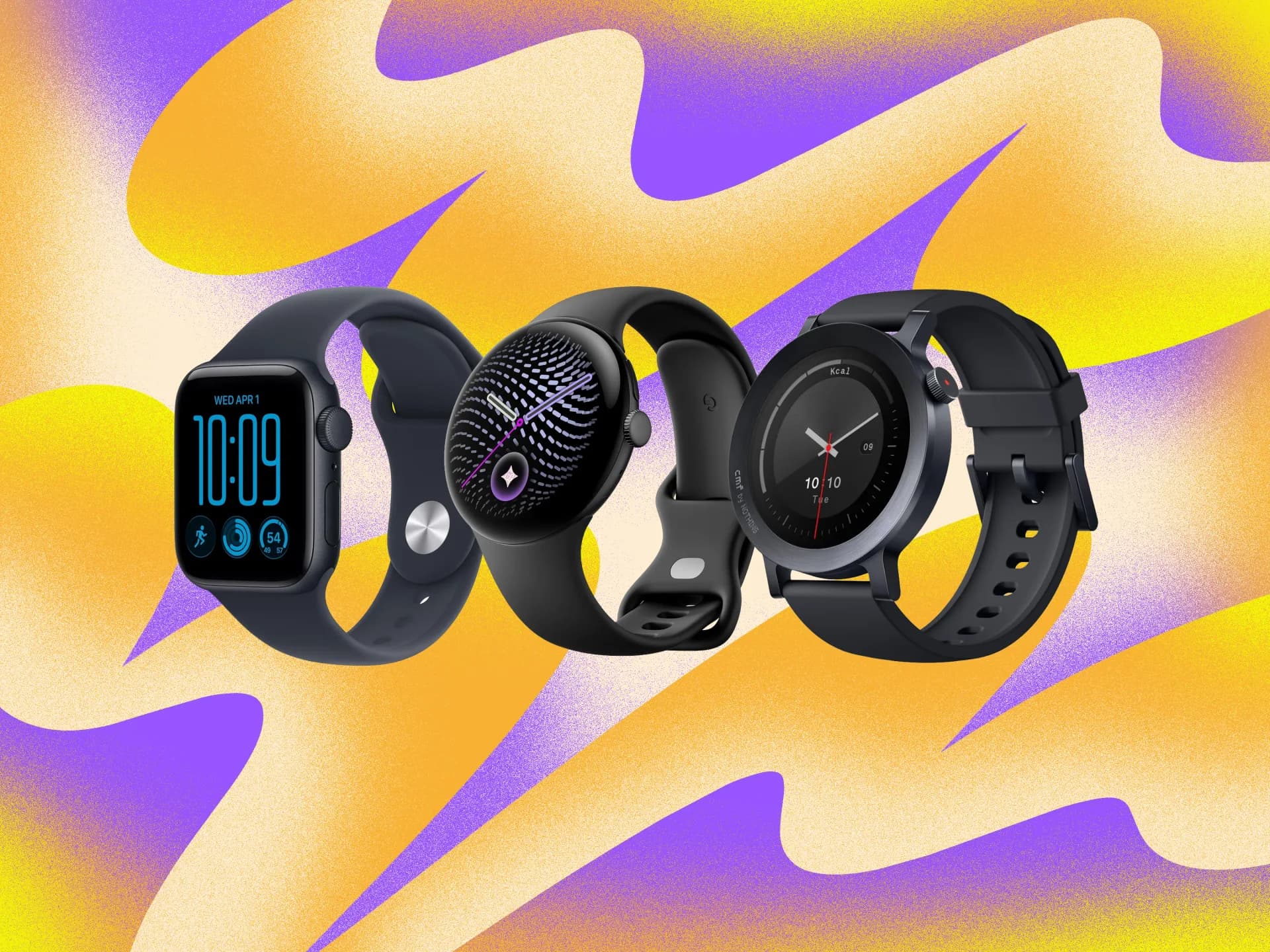 Smartwatches and rings displayed on a table with Prime Day sale tags
