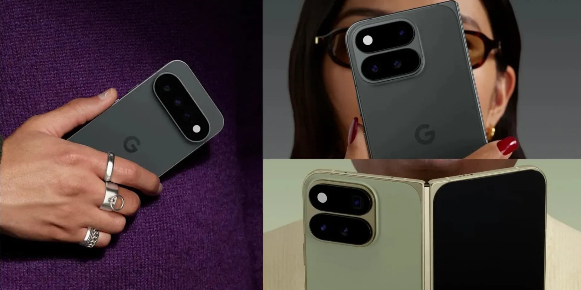 Google Pixel 11 Pro Fold in Obsidian color shown partially open on a table