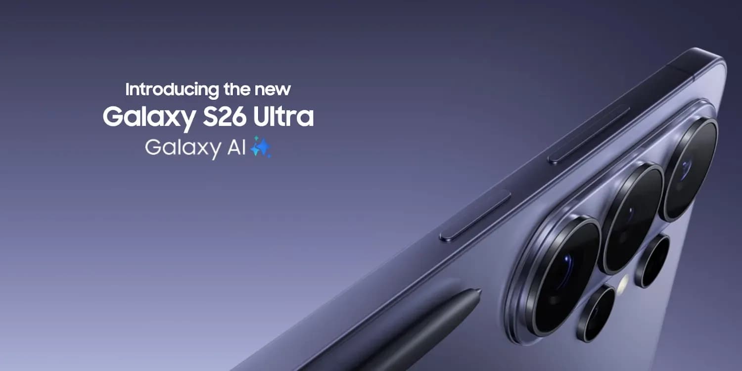 Samsung Galaxy S26 Ultra smartphone in Cobalt Violet shown against a plain background