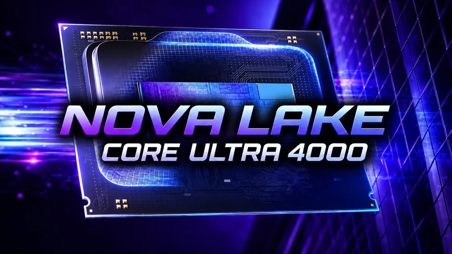 Illustration of an Intel Core Ultra processor chip on a laptop motherboard