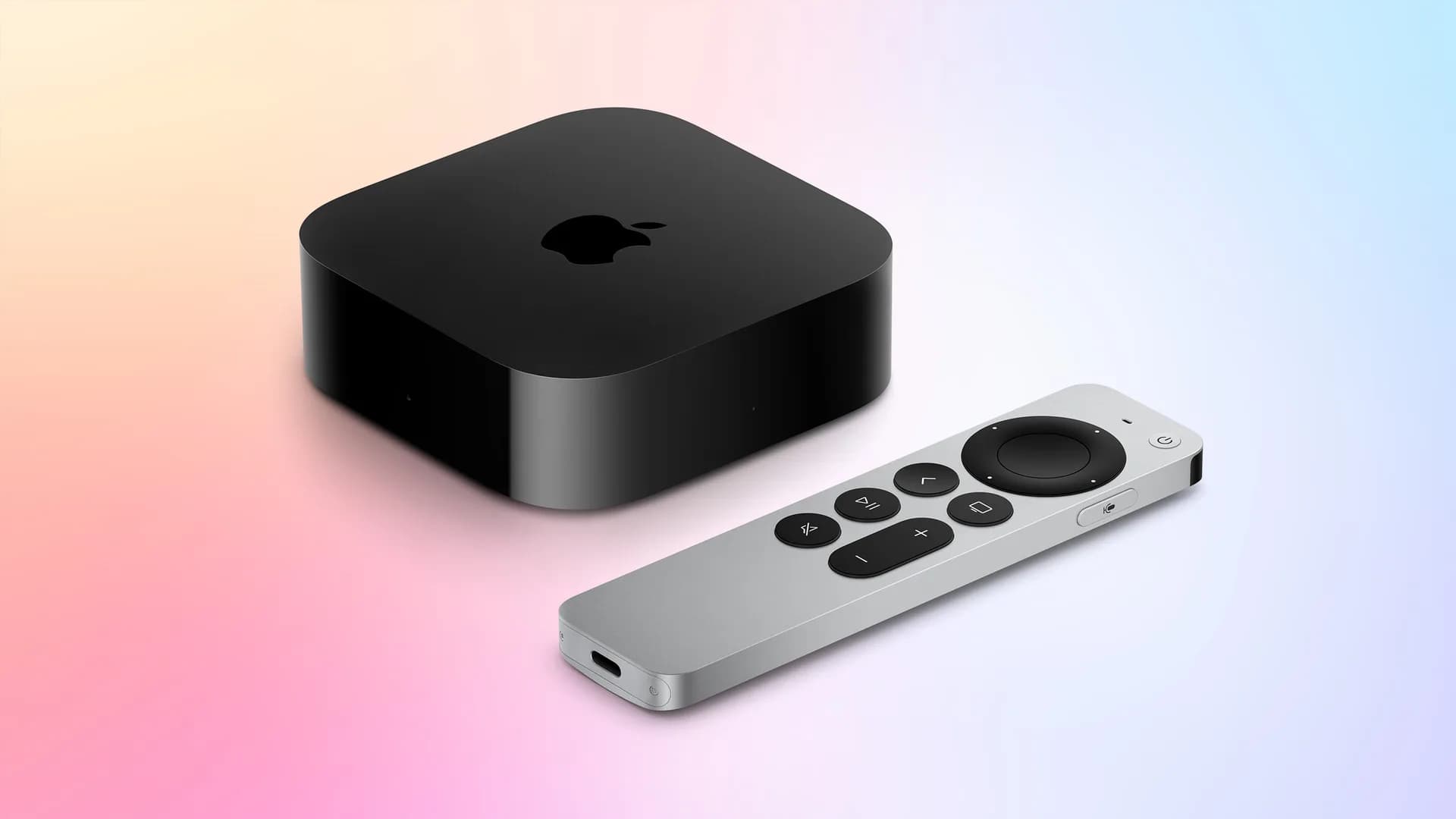 Apple TV and smart home display positioned on a living room table