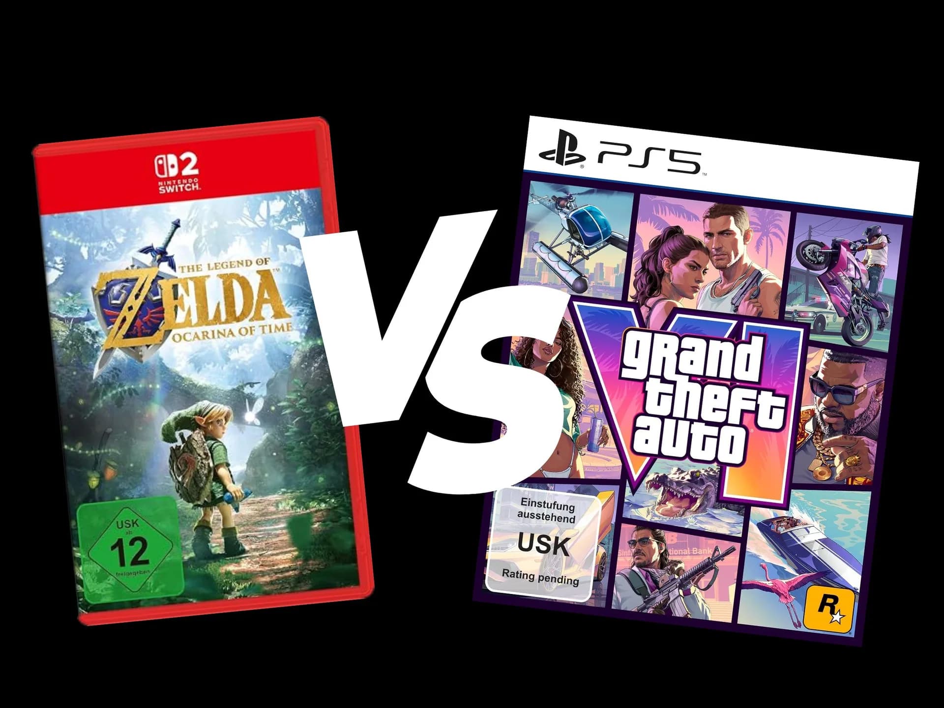 Nintendo Switch 2 console beside a copy of The Legend of Zelda: Ocarina of Time remake box art