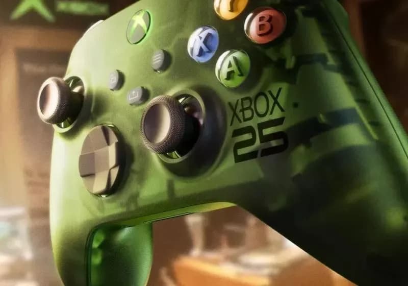 Xbox Series X console next to an Xbox controller against a dark background