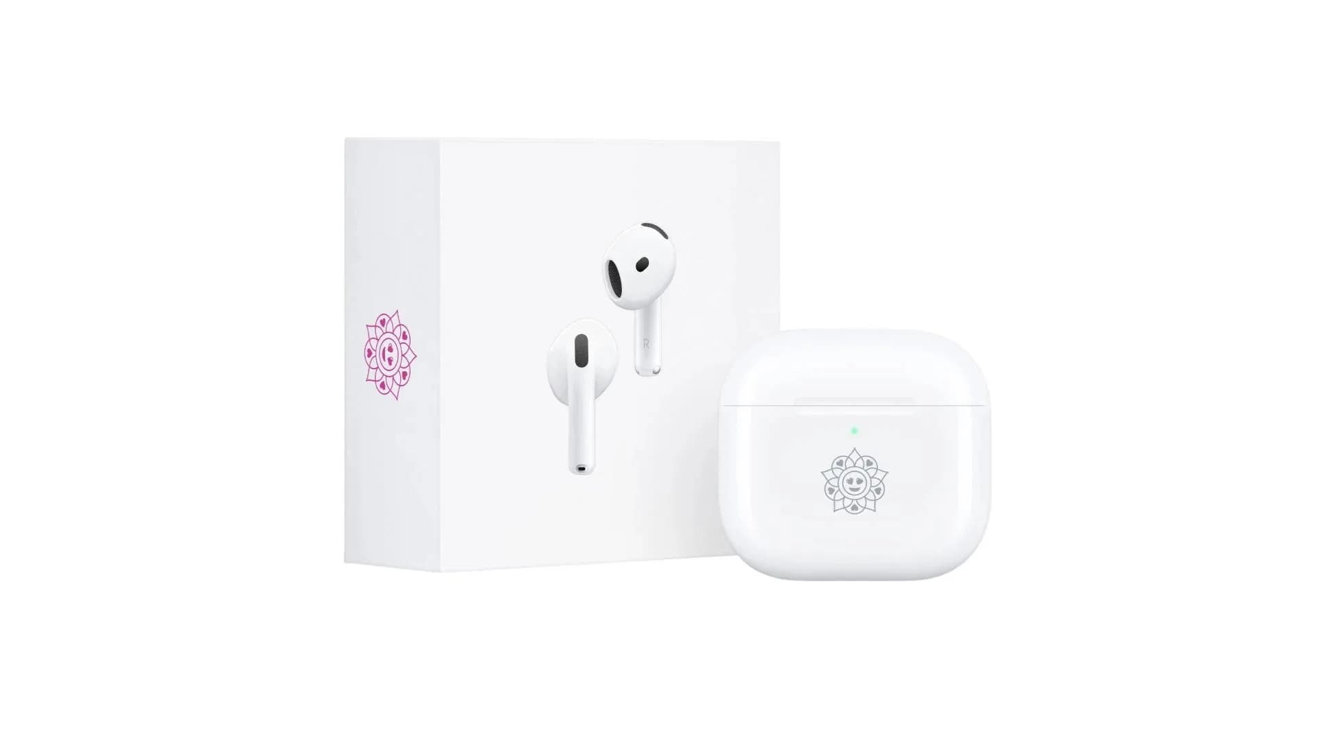 Apple AirPods 5 case featuring custom Diwali rangoli engraving