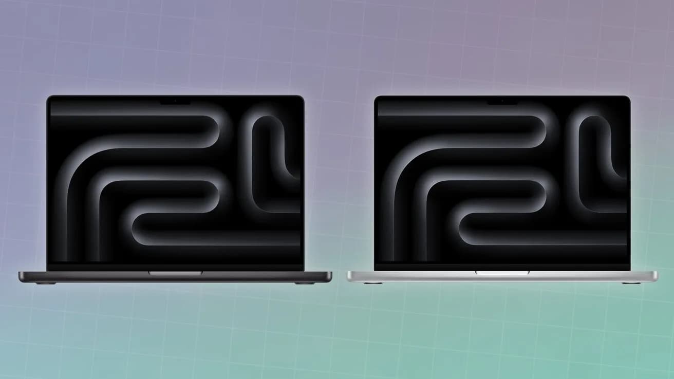 Apple's 14-inch MacBook Pro with M6 chip shown closed and from the front, next to the redesigned iMac