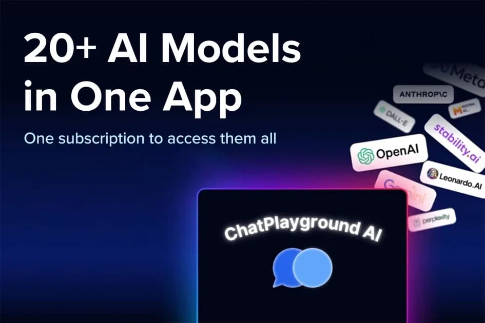 ChatPlayground interface displaying parallel AI model outputs side by side on a laptop screen.