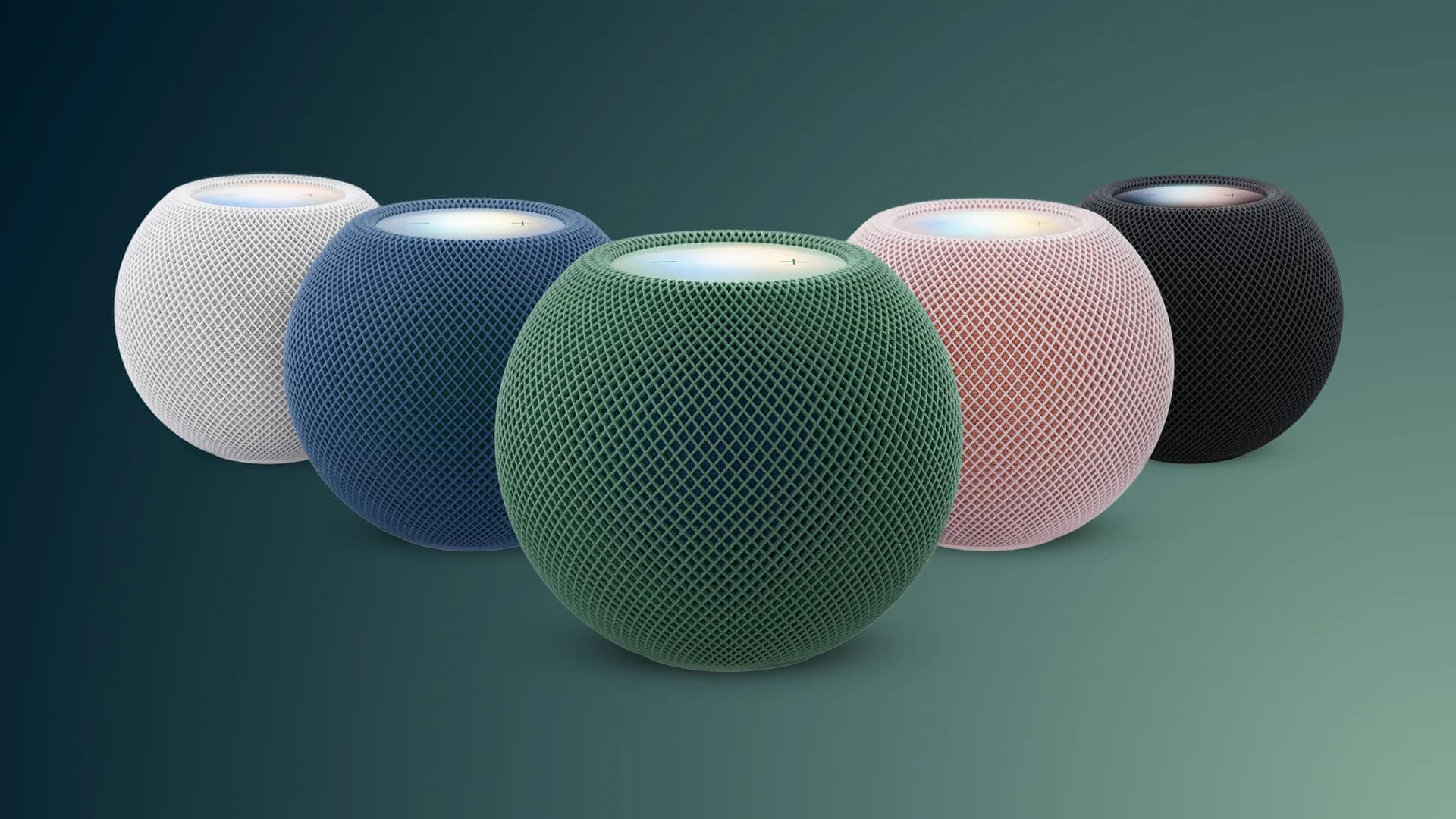 HomePod mini 2 in green and white, side by side