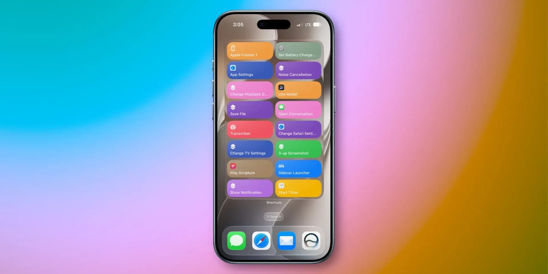 An iPhone Home Screen displaying a large extra-large widget showing a calendar layout.