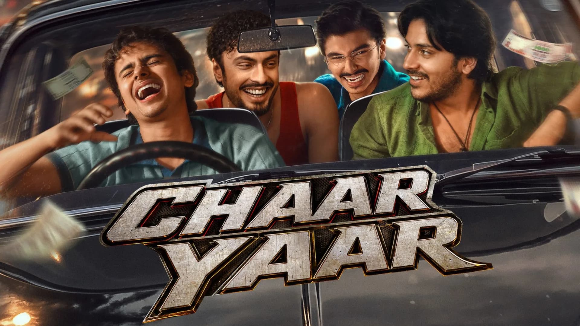 Promotional image for the Hindi crime thriller series Chaar Yaar on Prime Video