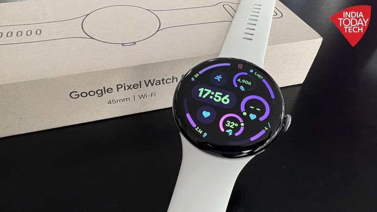 Google Pixel Watch 5 smartwatch shown on a wrist with its round AMOLED display active