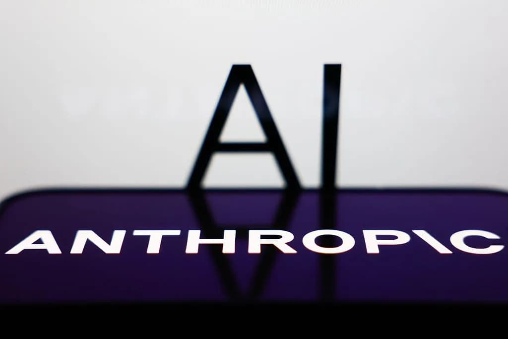 A minimalist graphic showing the Anthropic logo beside a stylized balance scale with an equal sign and a percentage symbol