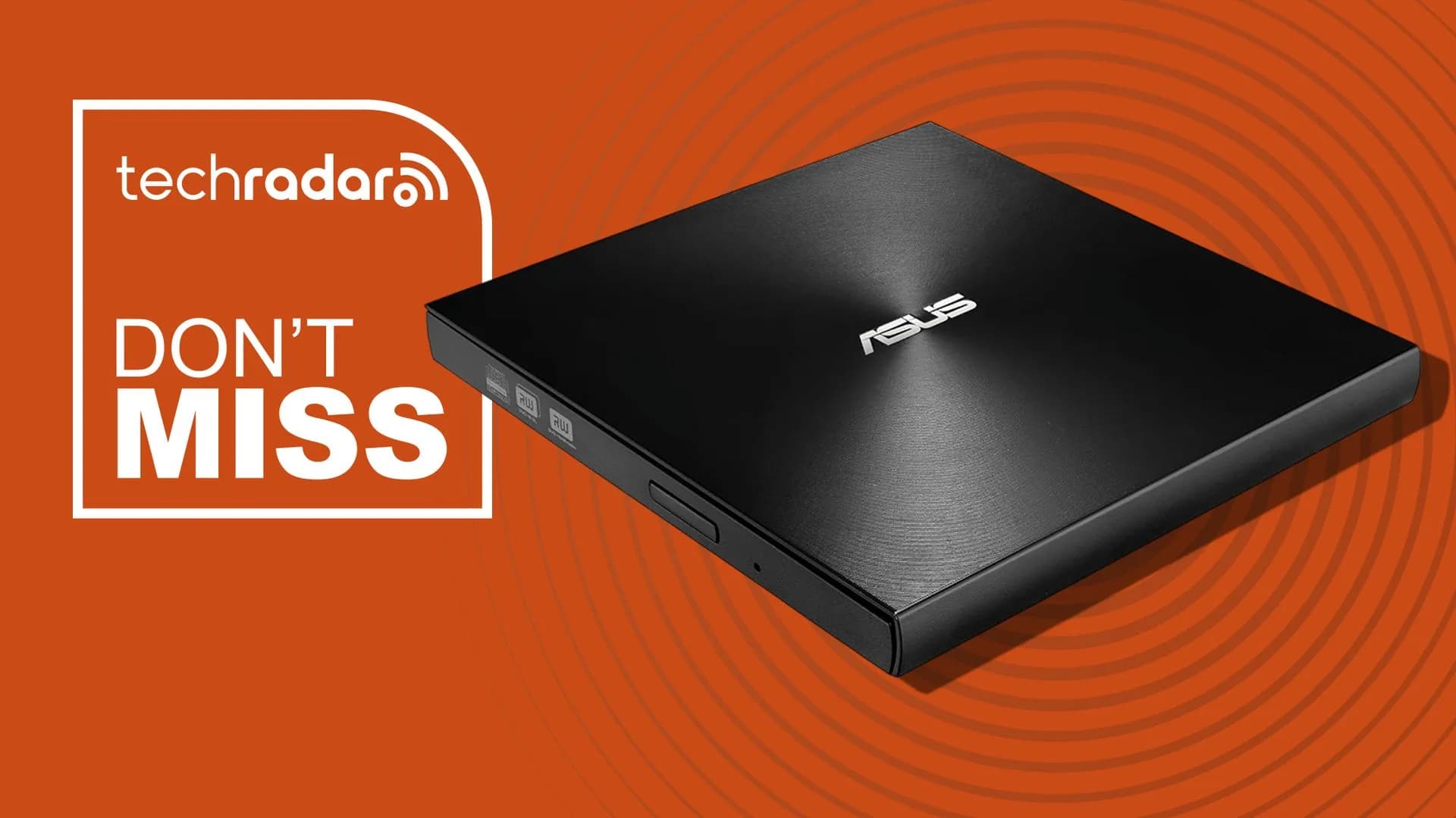 Asus ZenDrive slim portable external DVD writer resting on a desk