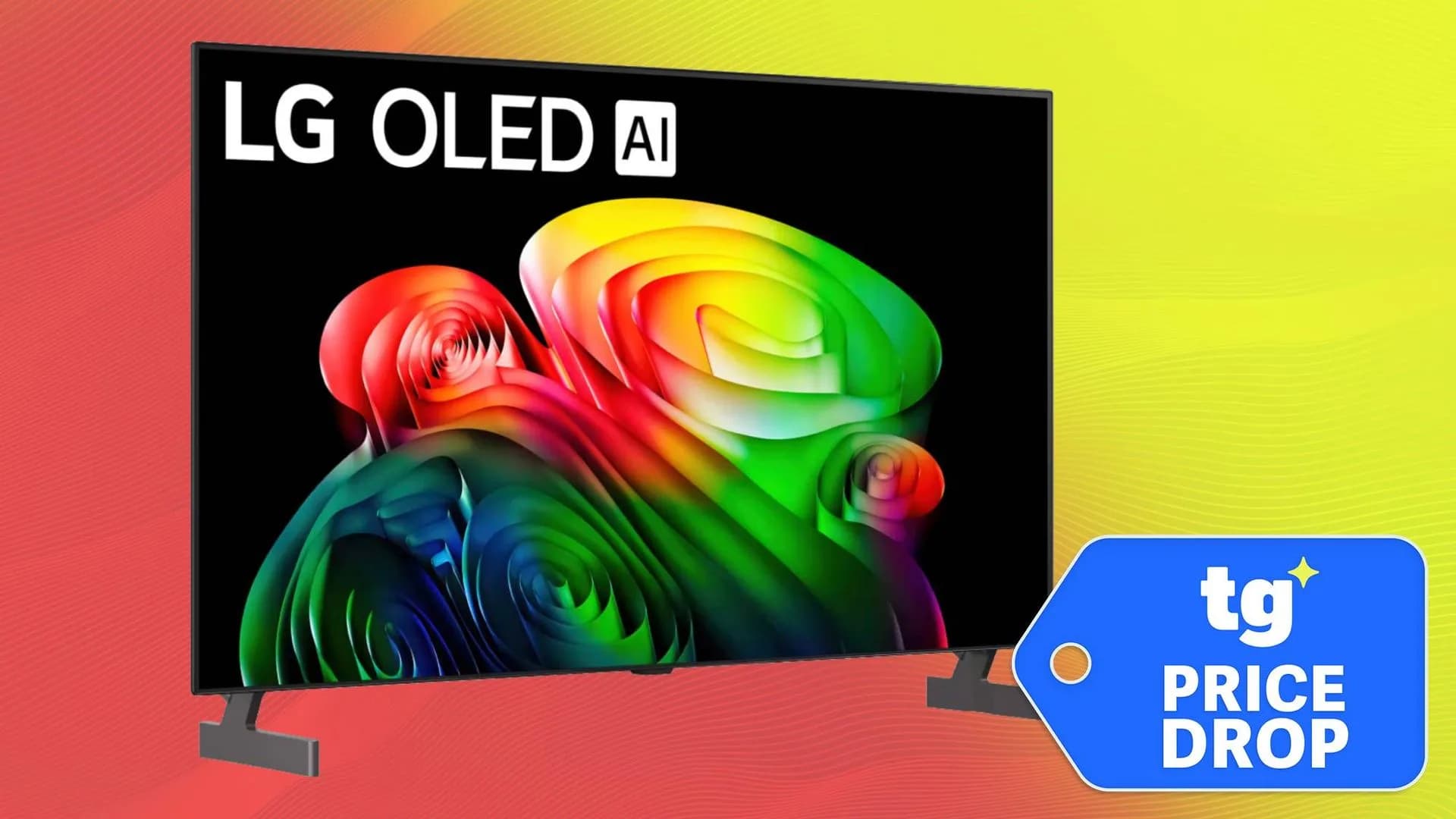 LG B6 OLED television displaying a colorful scene on a stand in a living room
